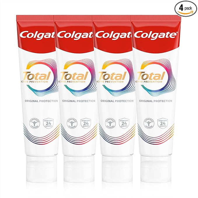 Colgate Total Active Prevention Original Toothpaste 100ml x4 | fights root causes* of many oral health problemsÂ³ | 24h antibacterialÂ¹ protection | clinically proven | patentedÂ² technology