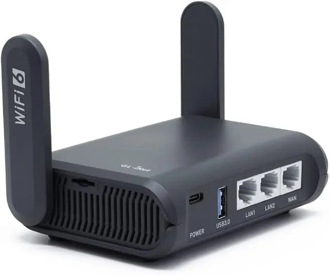 GL.iNet GL-AXT1800(Slate AX) Portable Gigabit Travel Router, Pocket-Sized, Wi-Fi 6, Extender/Repeater for Hotel&Public Network Storage, VPN Client&Server, OpenWrt, Adguard Home, USB3.0,TF Card Slot