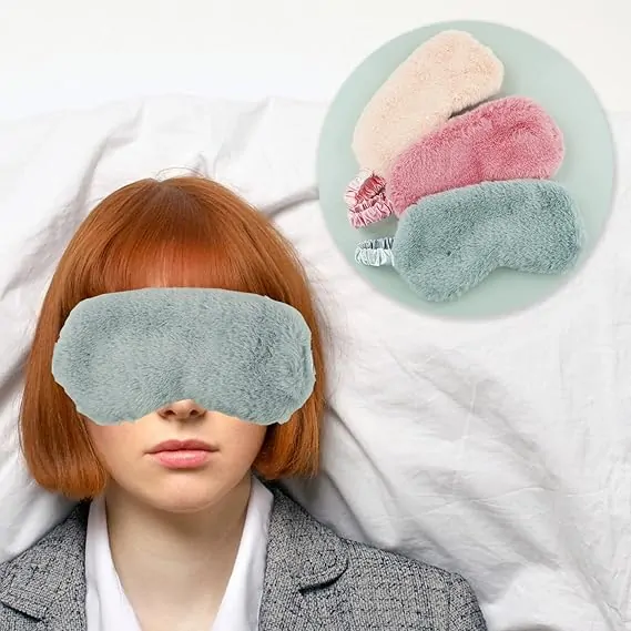 3Pack Silk Sleeping Masks for Women, Blackout Sleep Eye Mask, Soft Night Mask, Fluffy Eye Covers with Travel Pouch, Sleep Blindfold for Women Kids(Pink/Purple/Grey/Burgundy)